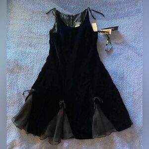 NWT Vintage Lord & Taylor Black Velvet + Organza Dress